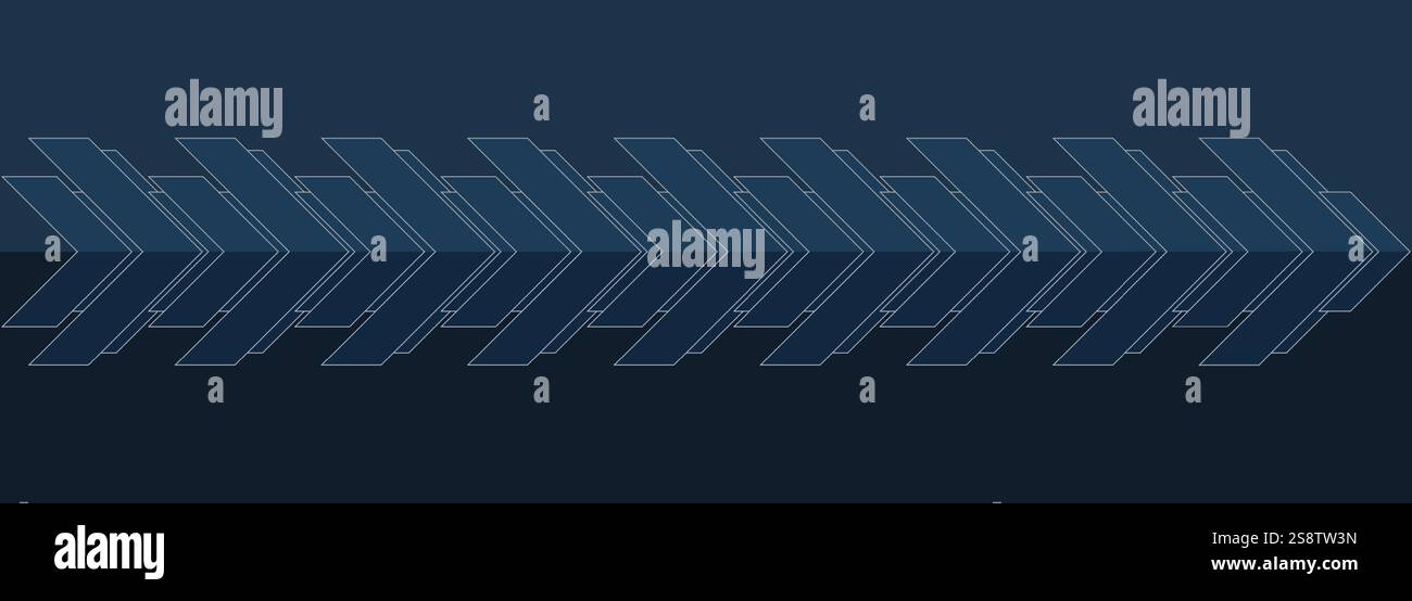 Blue 3D arrows on dark blue background. Stock Vector