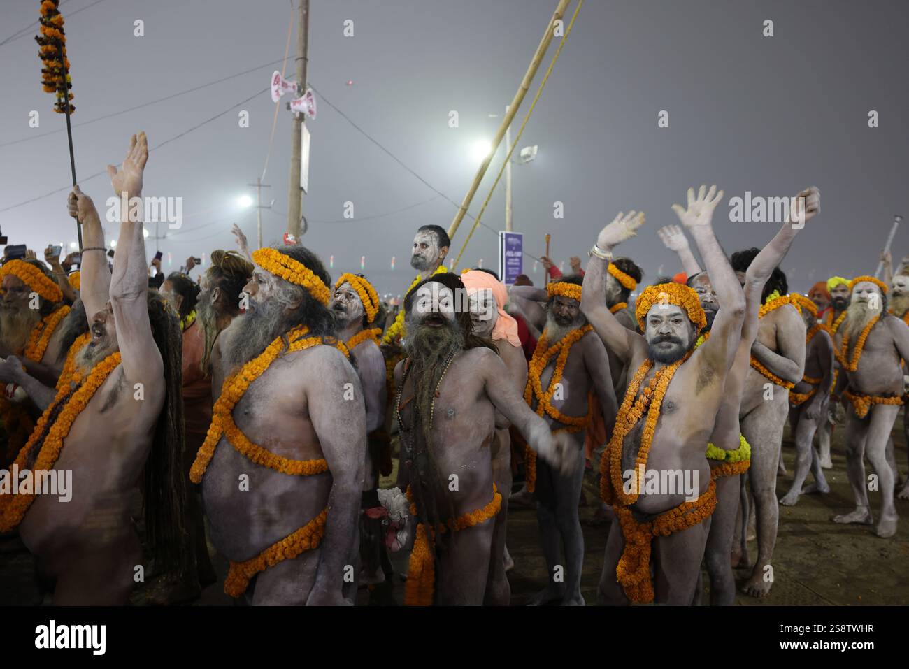 Naga Sadhus, parading to the Sangam on the Shahi Snan (Royal Bath