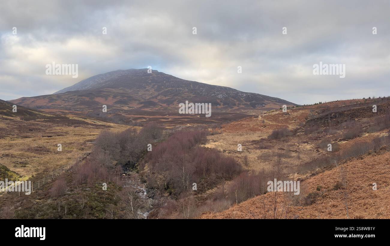 Schihallian mountain. A Monro hill near Glengoulandie. Landscape view from Dun Coillich hill Perthshire, Scotland - Smartphone Captured Stock Image