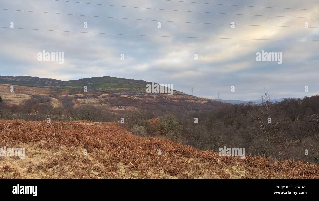 Schihallian mountain. A Monro hill near Glengoulandie. Landscape view from Dun Coillich hill Perthshire, Scotland - Smartphone Captured Stock Image