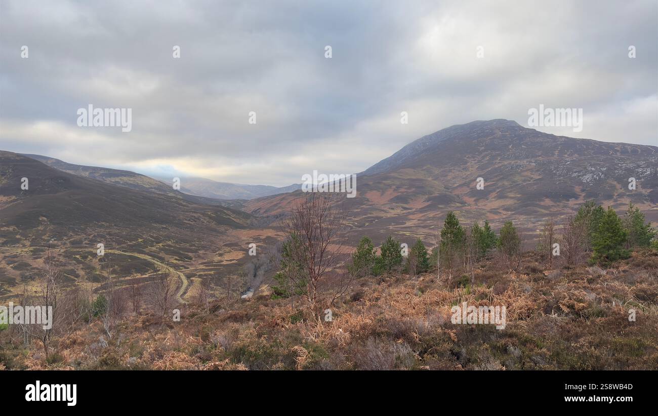 Schihallian mountain. A Monro hill near Glengoulandie. Landscape view from Dun Coillich hill Perthshire, Scotland - Smartphone Captured Stock Image