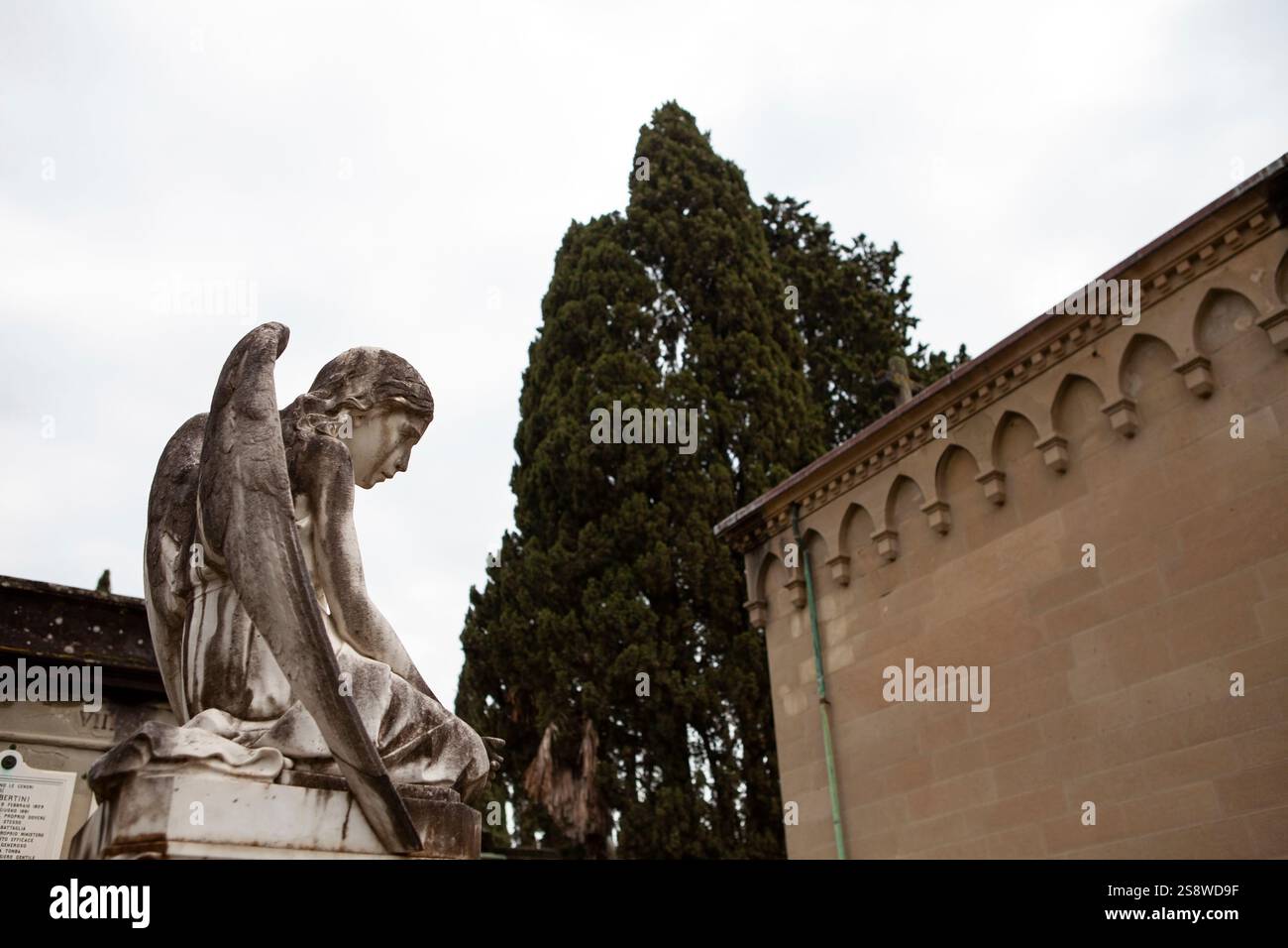 Amazing marble sculptures in the Cimitero delle Porte Sante (The Sacred Doors Cemetery) Florence, Italy Stock Photo
