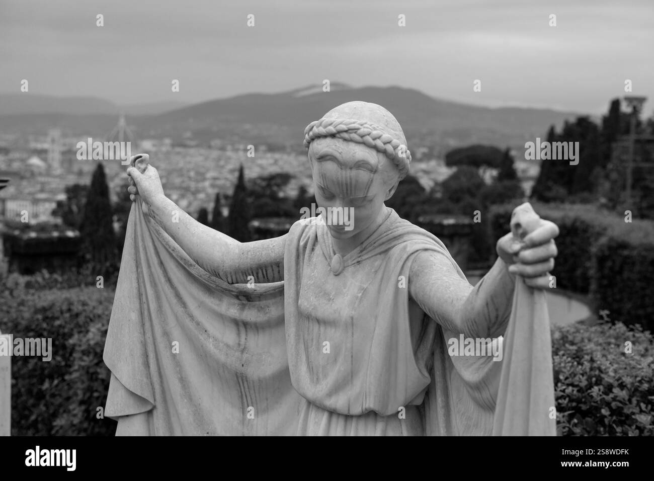 Amazing marble sculptures in the Cimitero delle Porte Sante (The Sacred Doors Cemetery) Florence, Italy Stock Photo