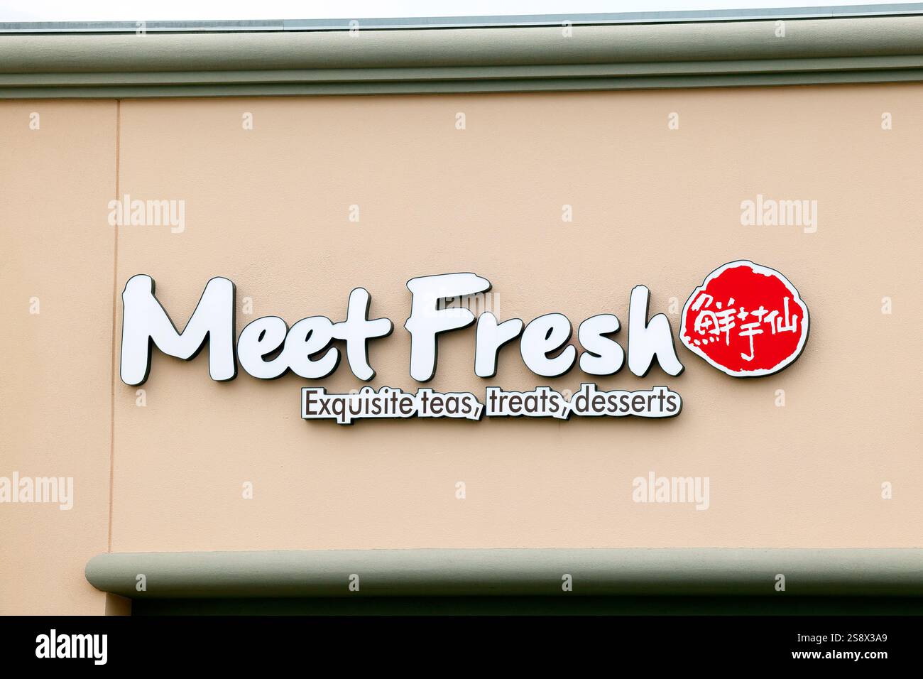 Signage for Meet Fresh 鮮芋仙, a Taiwanese dessert restaurant franchise Stock Photo