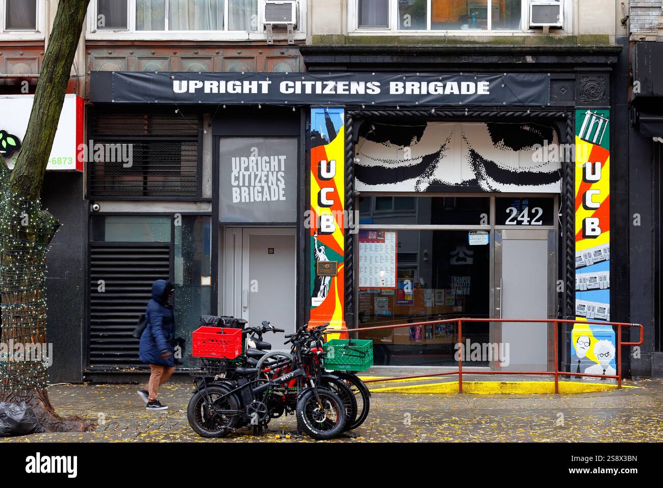 Upright Citizens Brigade, 242 E 14th St, New York, NYC storefront photo of a comedy club in Manhattan's East Village neighborhood. Stock Photo