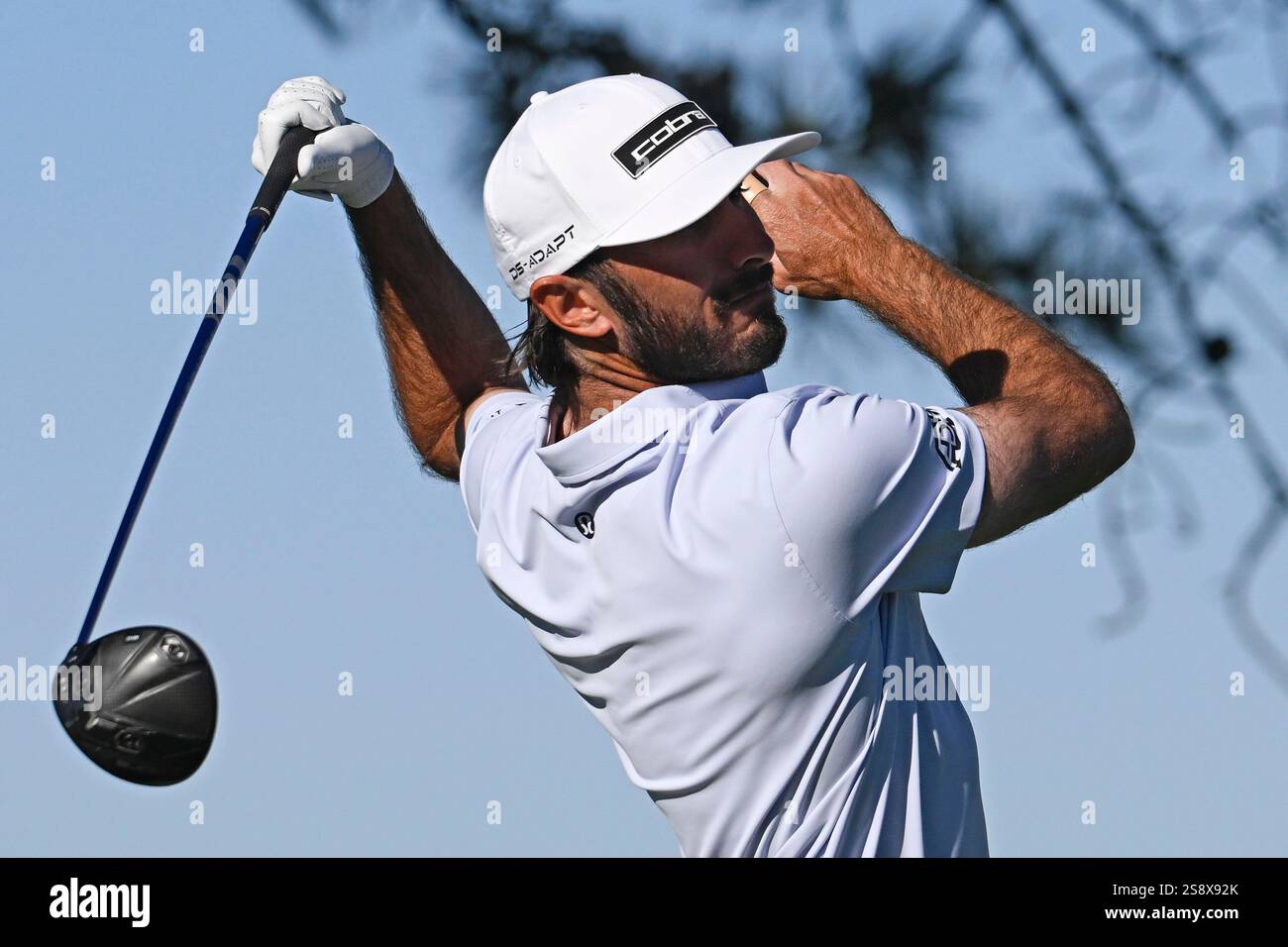 Max Homa hits his tee shot on the 11th hole of the North Course at