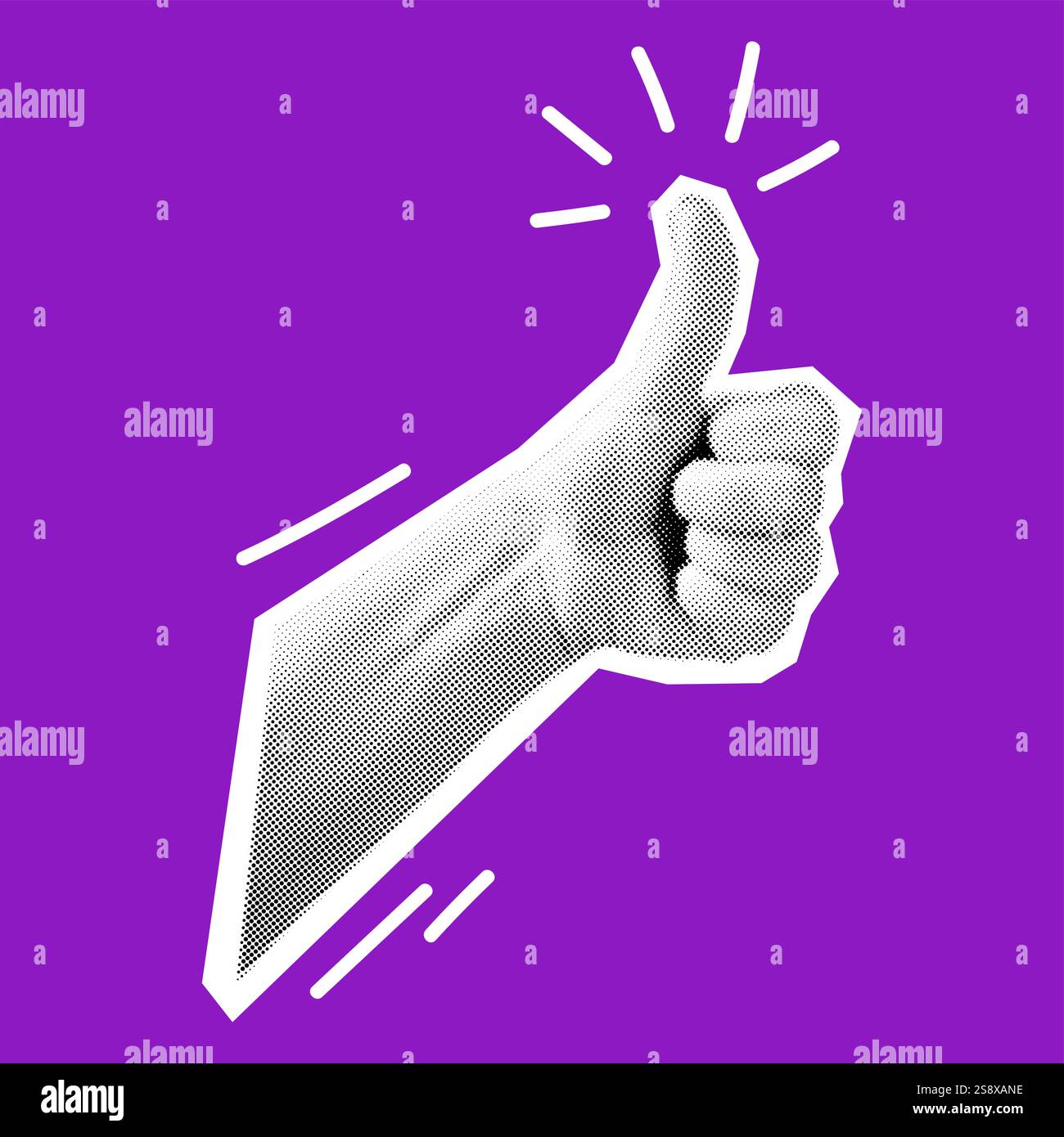 Halftone textured hand giving thumbs up sign vector illustration ...