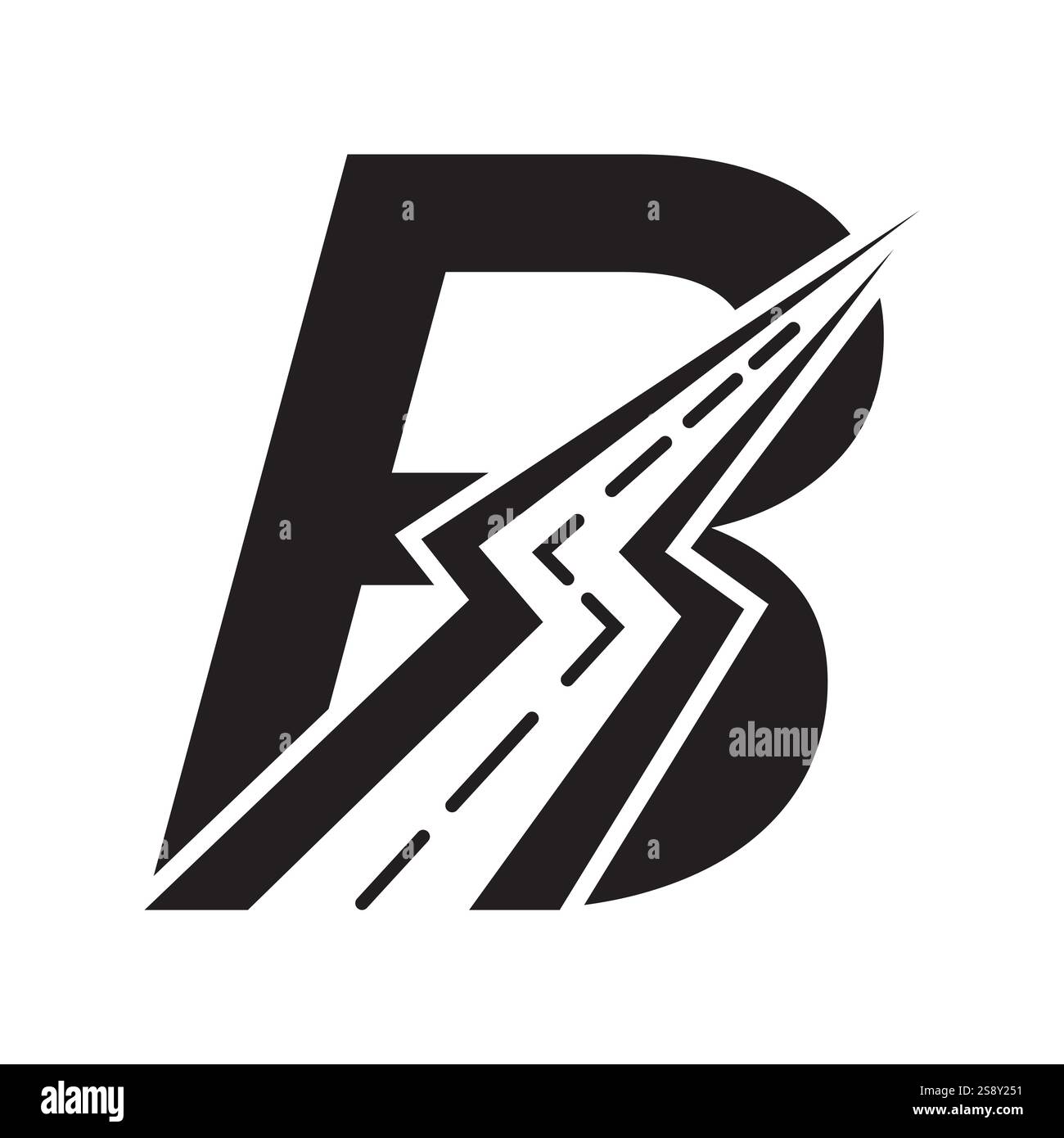 Initial Road Logo Design On Letter B For Transportation and freight ...