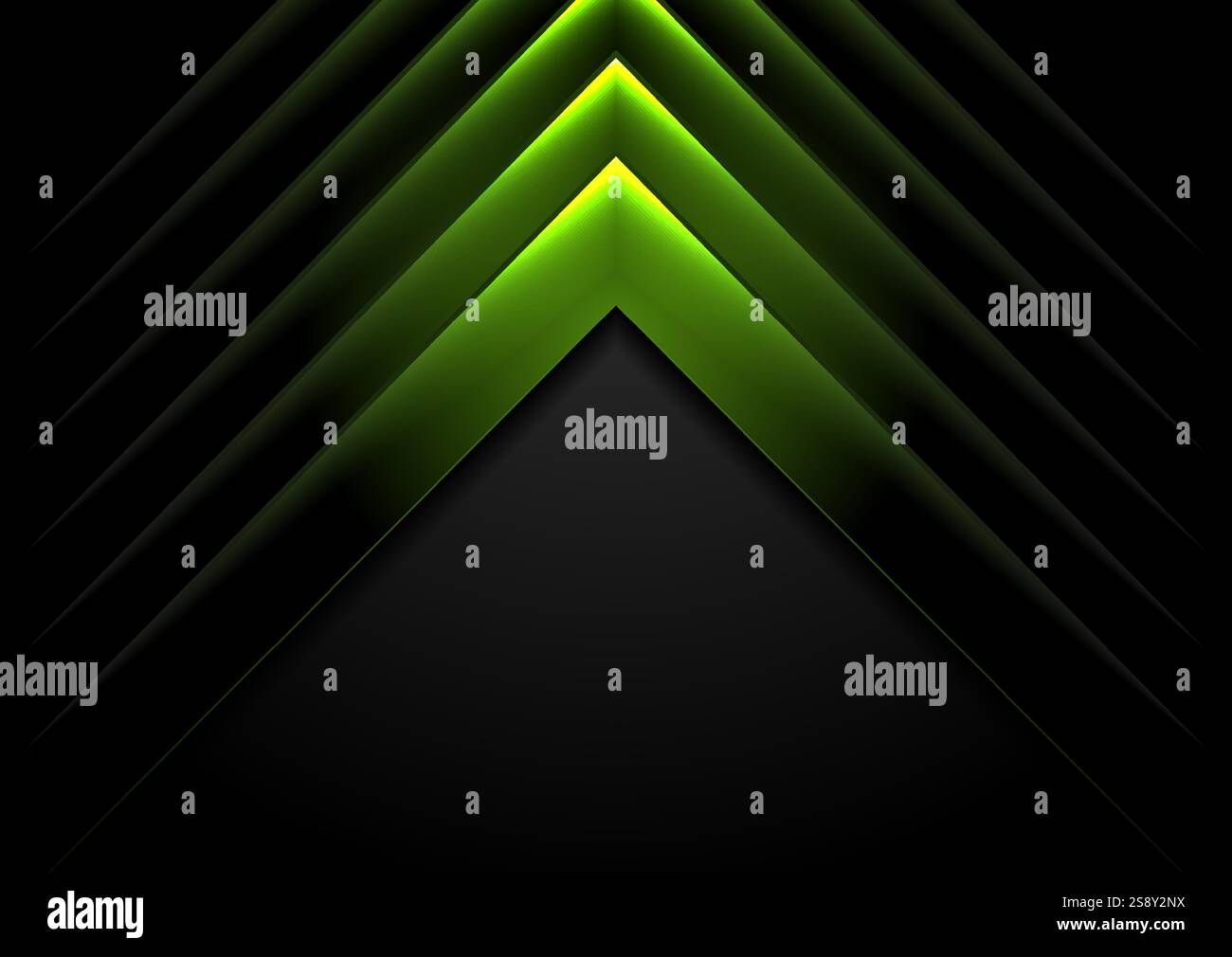 Green black arrows tech glowing abstract background. Vector design Stock Vector