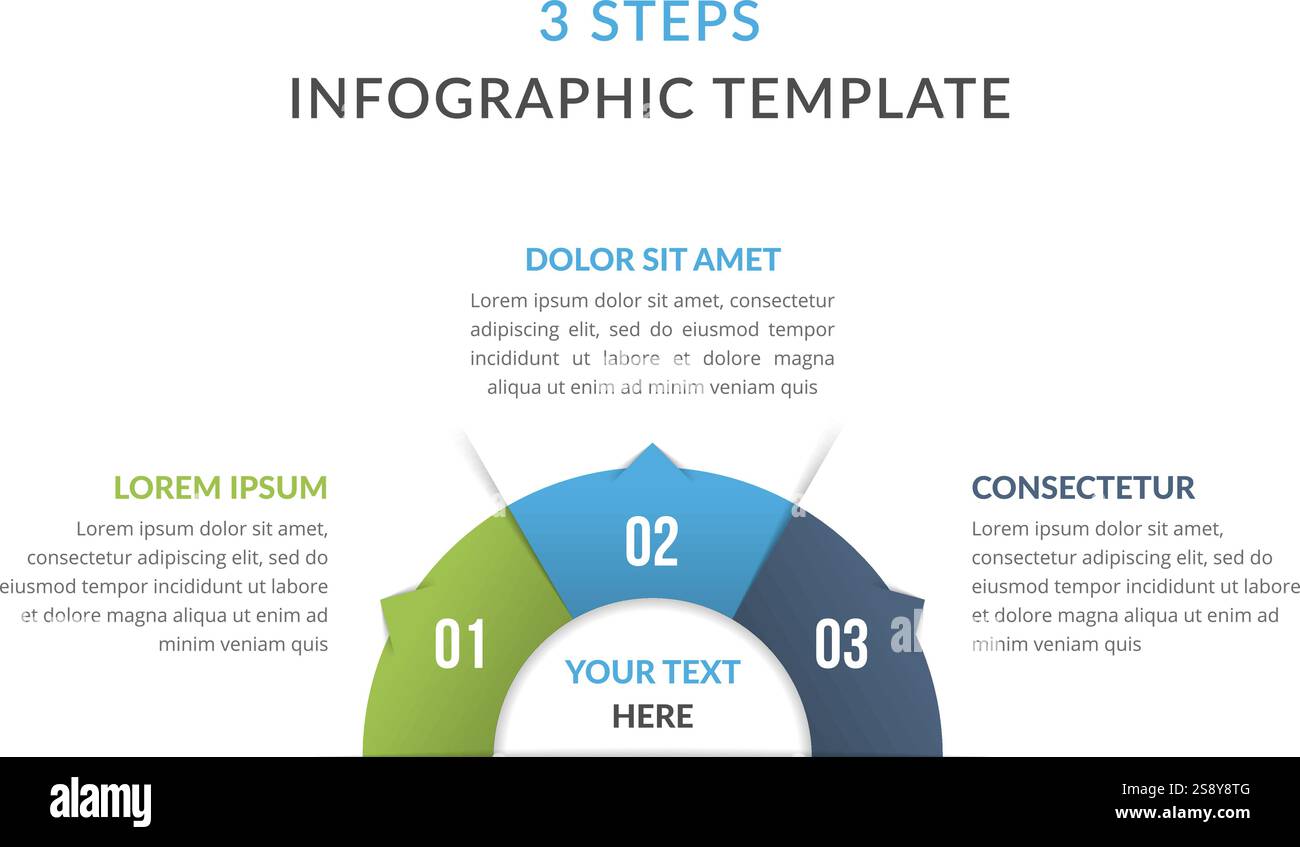 Infographic template with three steps or options, process chart, vector ...