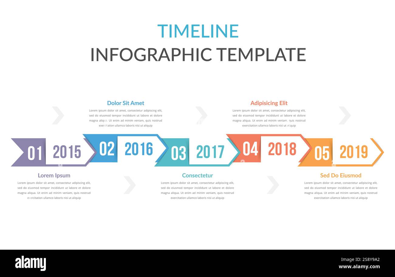 Timeline infographics template with arrows, workflow or process diagram ...
