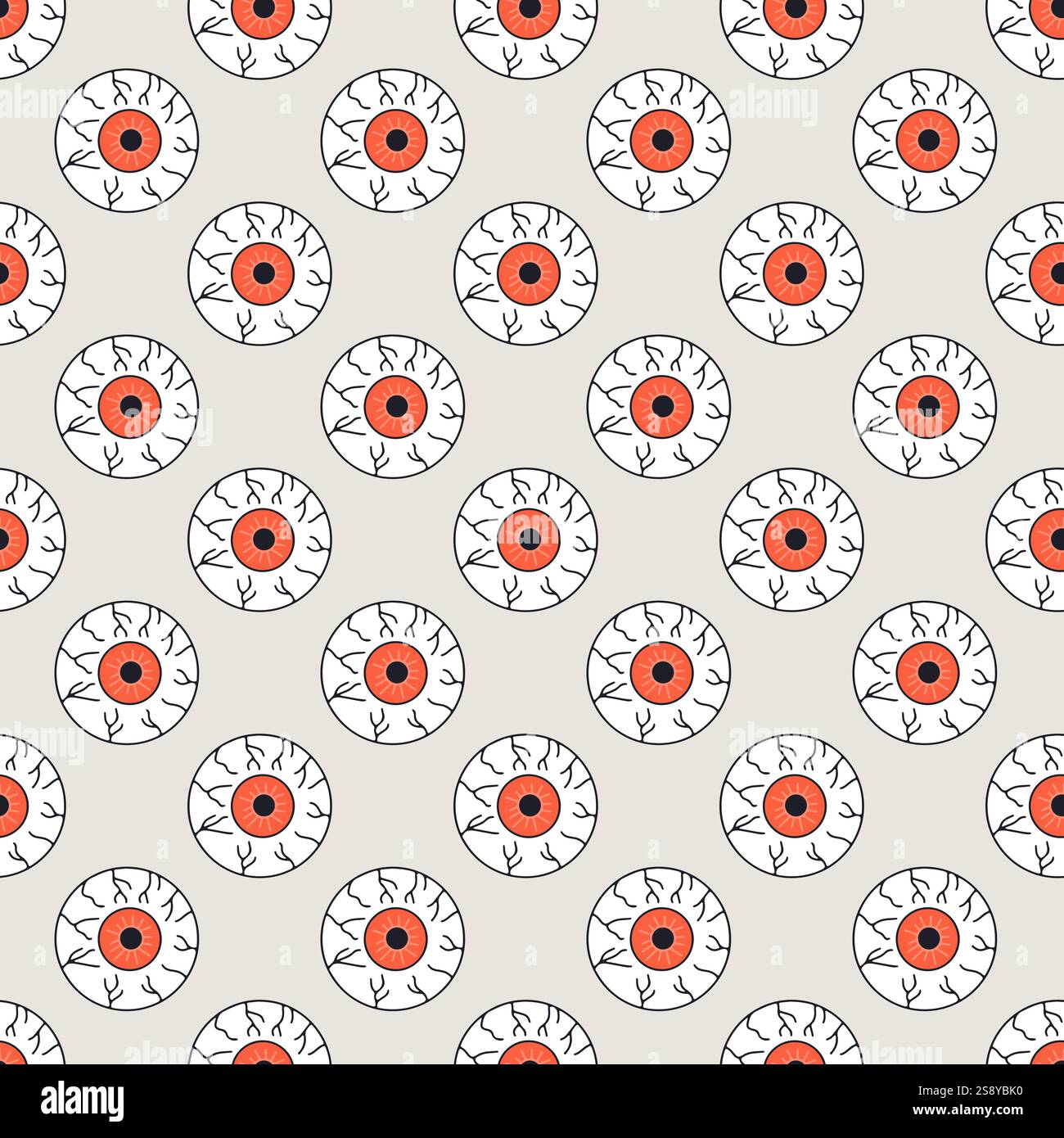 Seamless pattern with hand drawn Halloween eyeballs Stock Vector