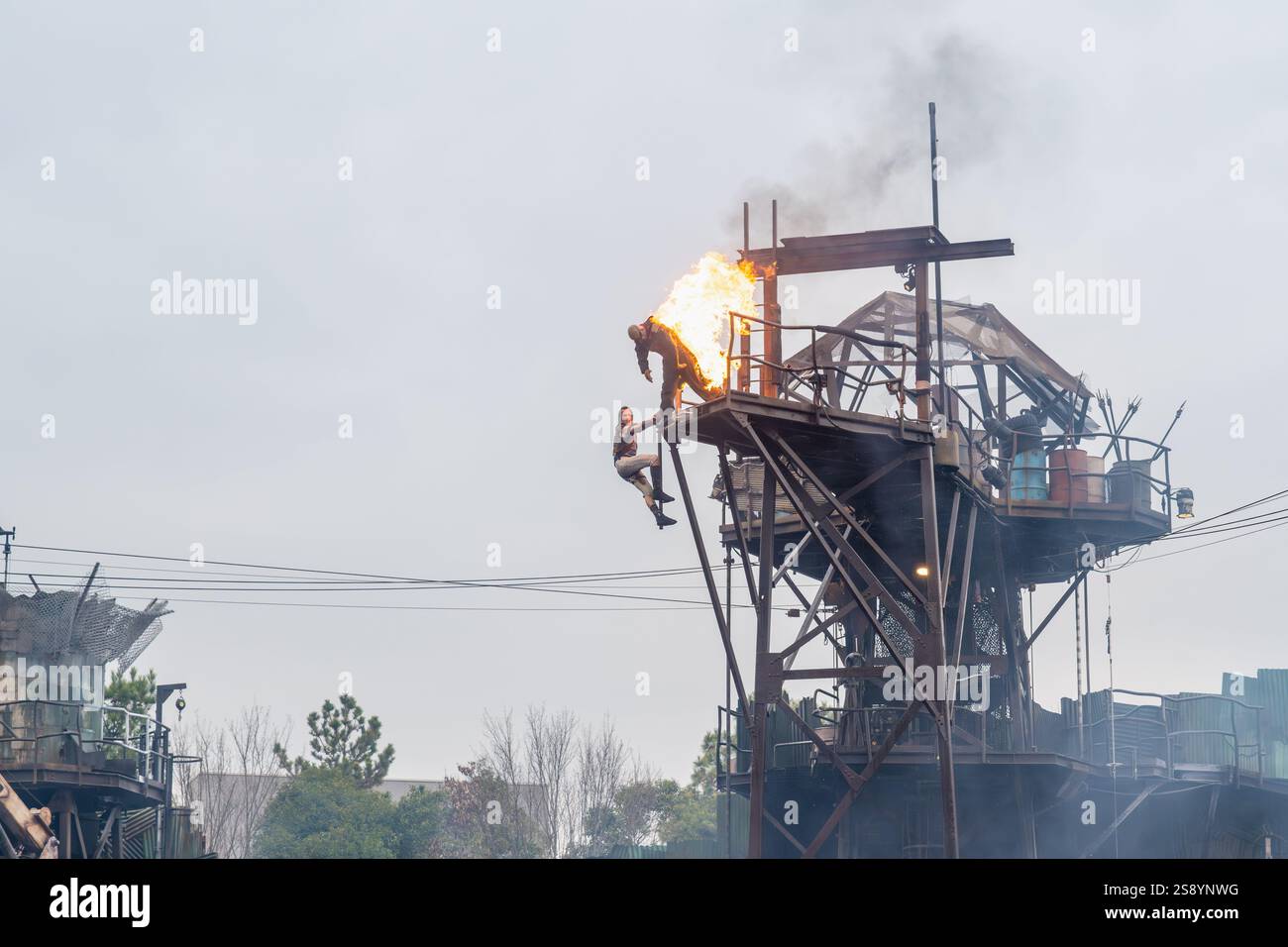 Osaka, Japan - January 9, 2024:waterworld   large parade with performers at Universal Studio Japan. Stock Photo
