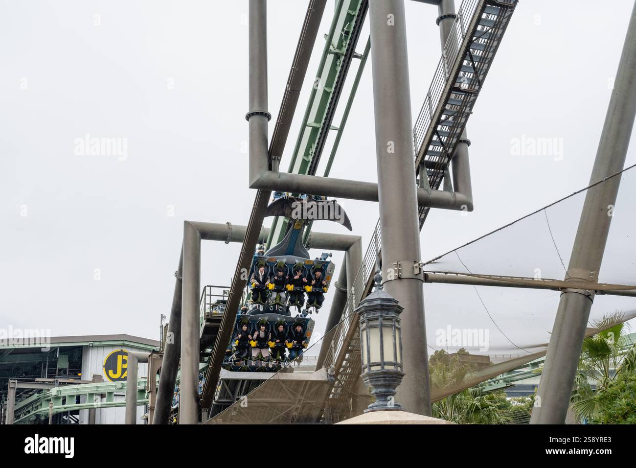 Japanese Dinosaur Rider Osaka, Japan - January 9, 2024: The Flying Dinosaur amusement park with ...