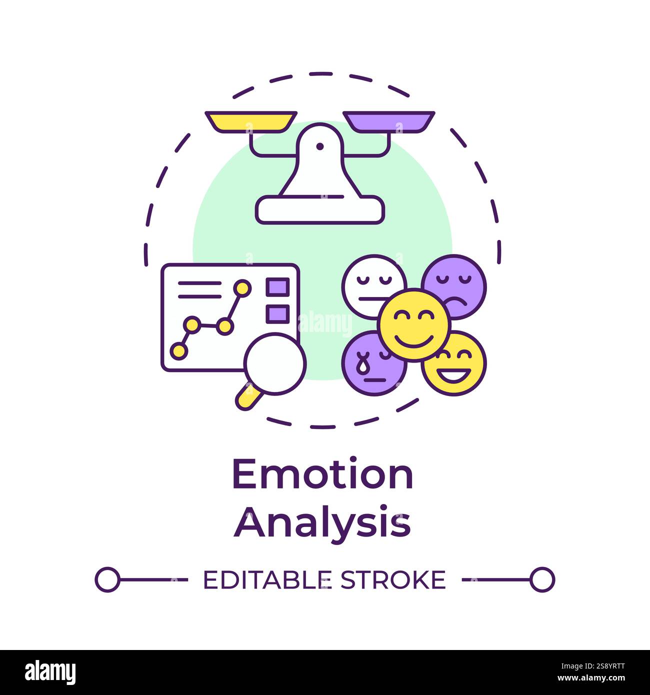 Emotion analysis multi color concept icon Stock Vector