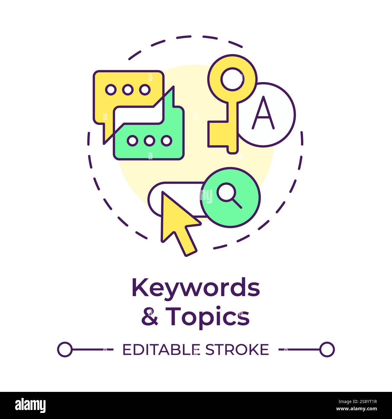 Keywords and topics multi color concept icon Stock Vector