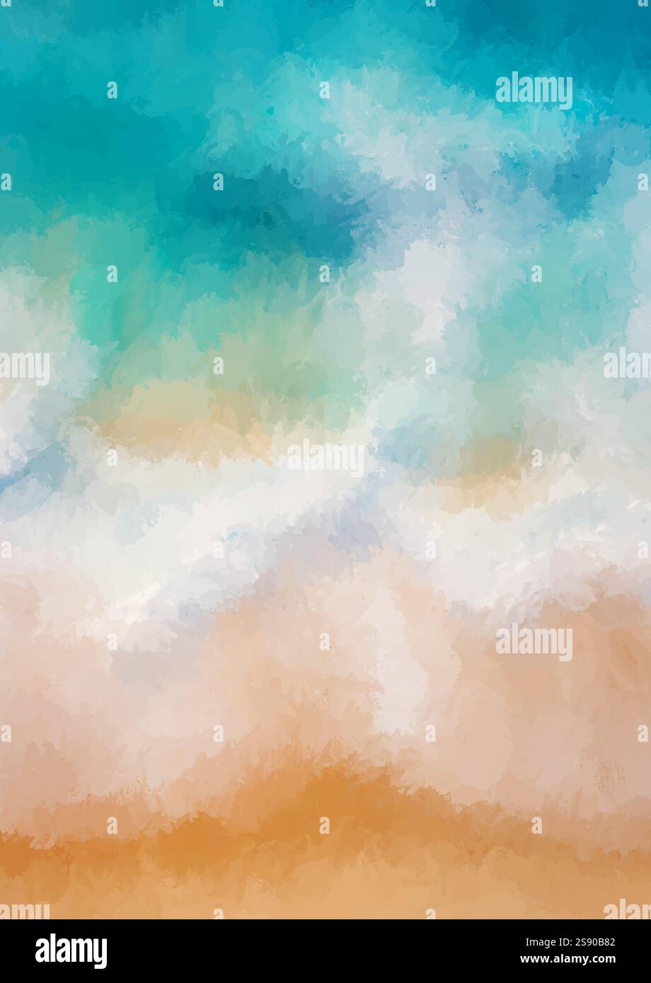 Abstract hand painted beach themed design background Stock Vector
