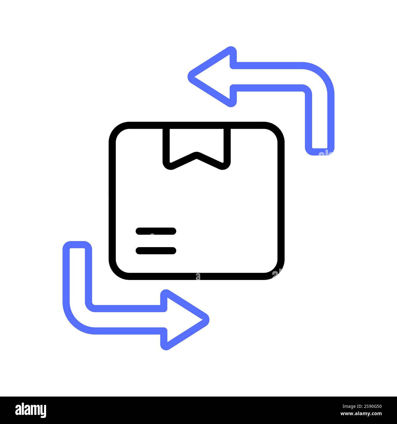 an icon with dispatched package and opposite direction arrows showing ...