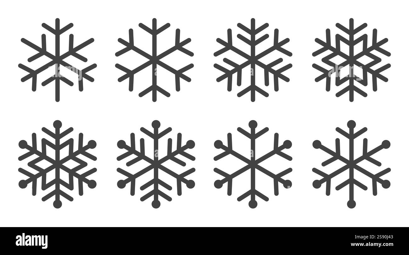 icon set snowflake vector flat isolated on white background Stock ...