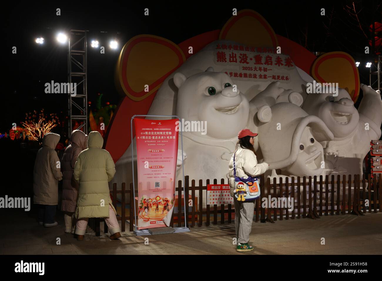 People visit the 7th Shenyang Fangcheng Lantern Show to greet the ...