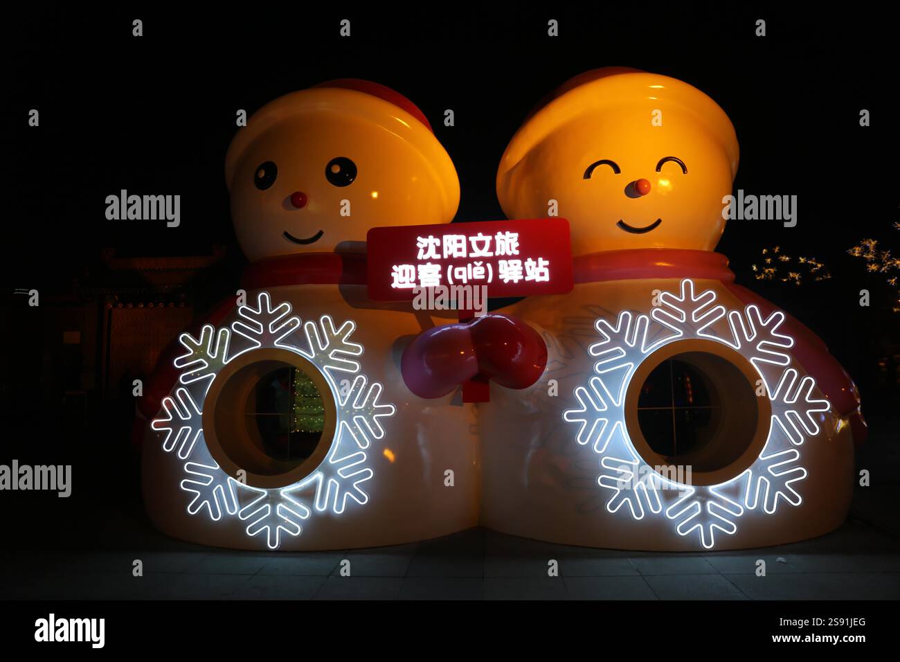 People visit the 7th Shenyang Fangcheng Lantern Show to greet the ...