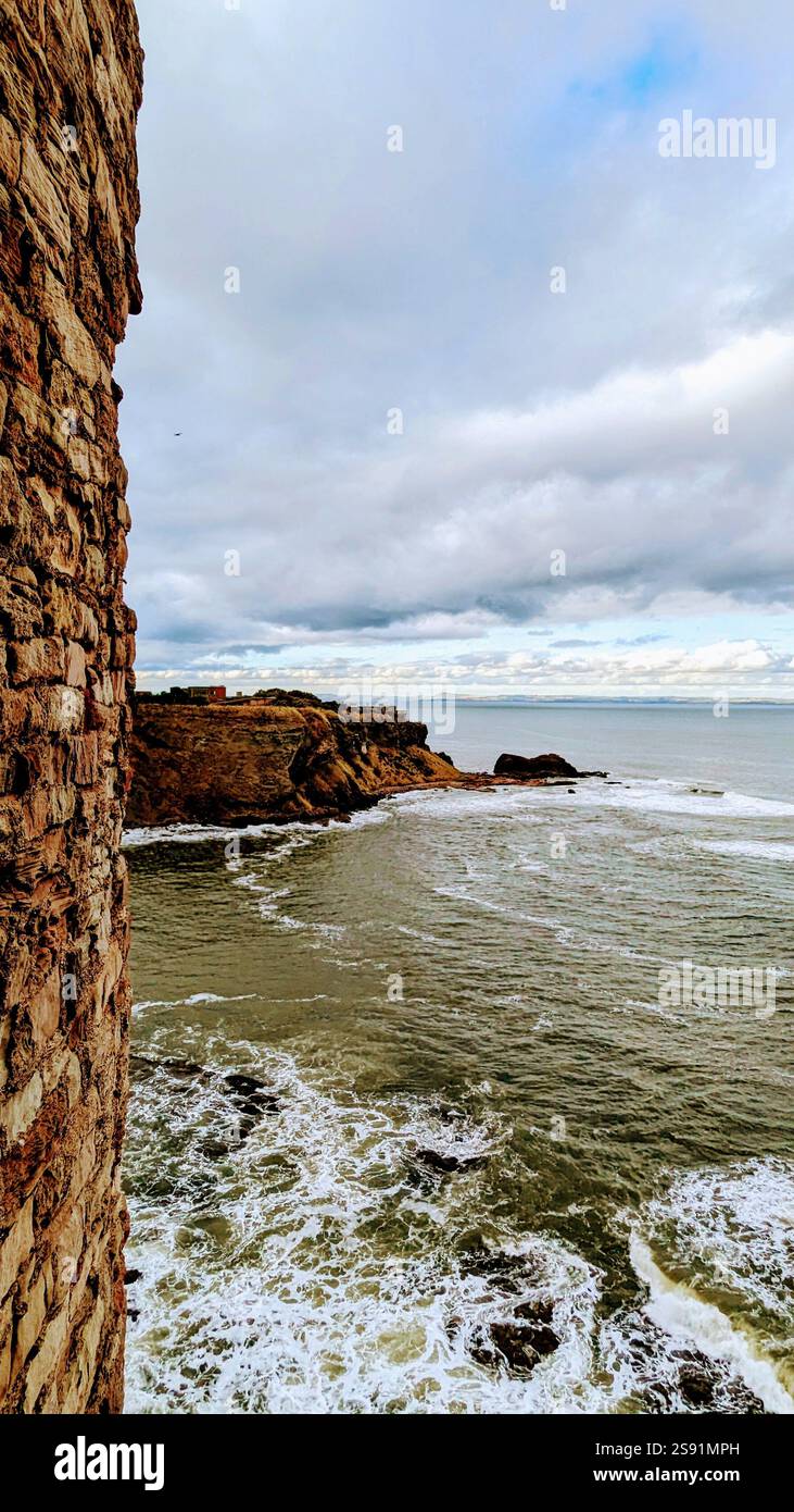 Sea Ocean View Castle Scotland - Smartphone Captured Stock Image