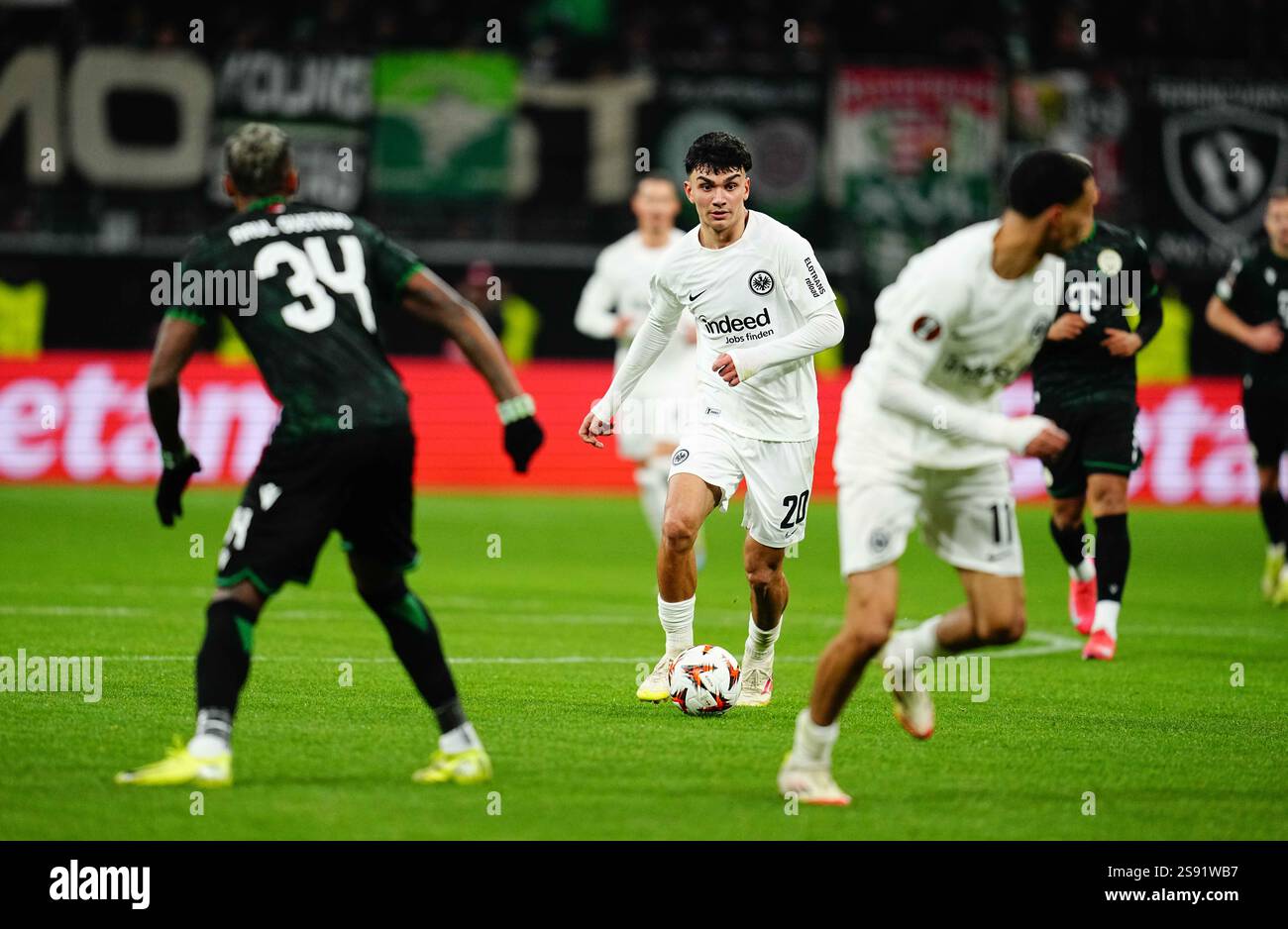 January 23 2025: Can Uzun (Eintracht Frankfurt) controls the ball ...