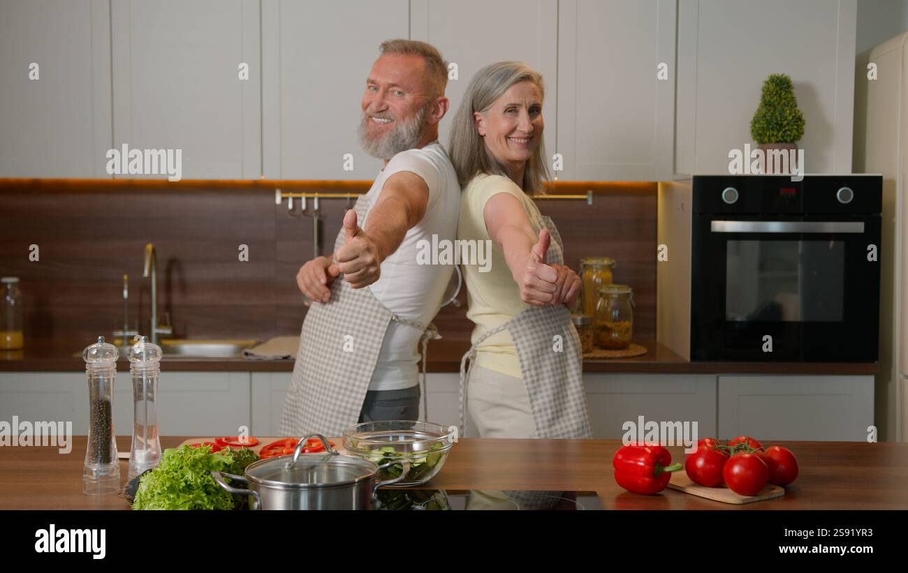 Caucasian mature family happy woman man two spouses married happy ...