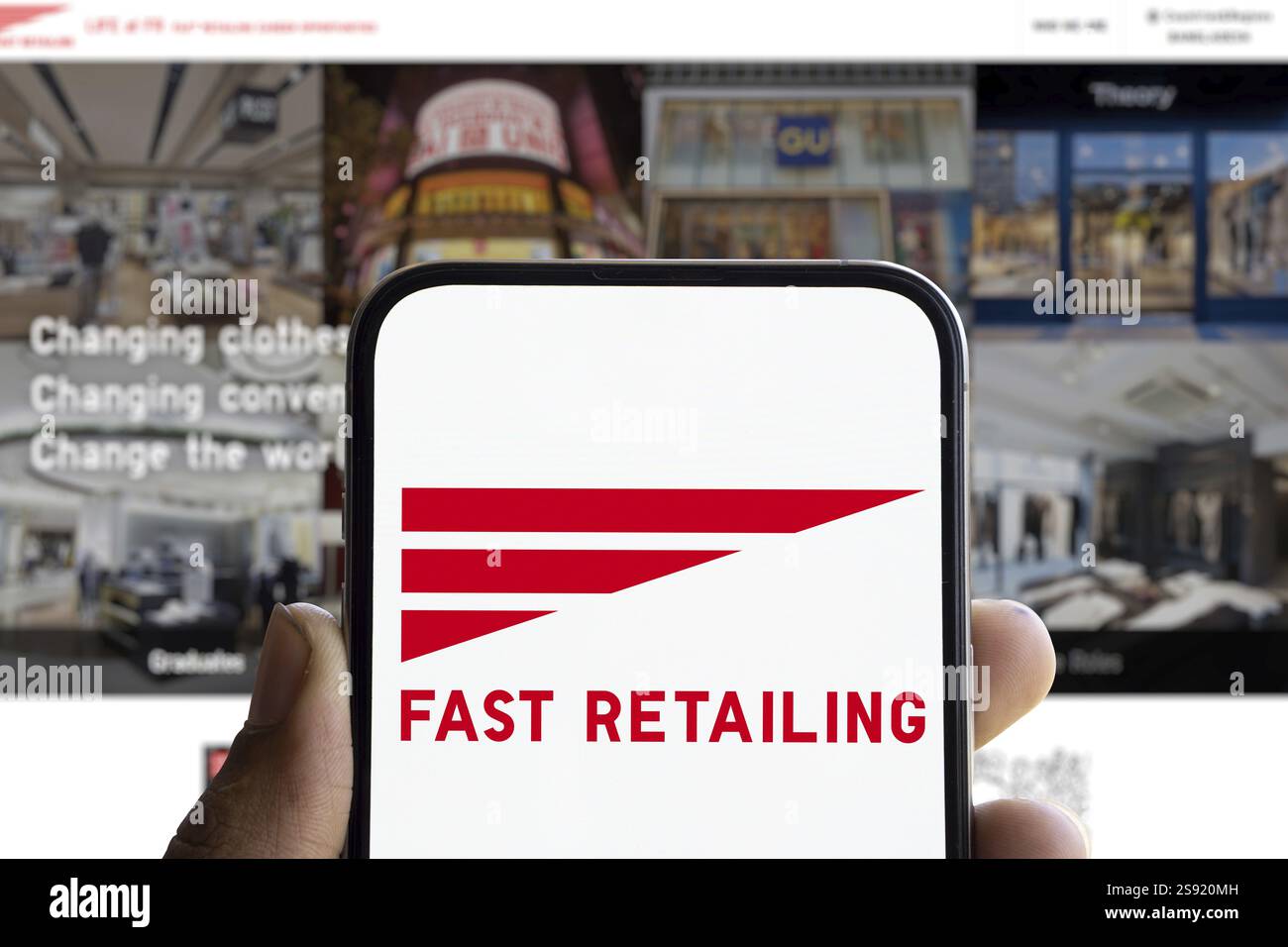 Reteailling Dhaka, Bangladesh- 28 Nov 2024: Fast Retailing logo is displayed on ...