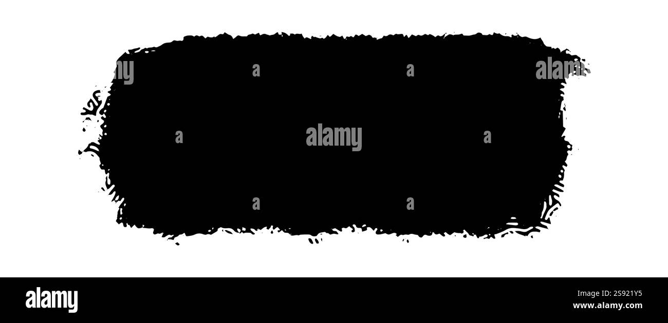 Grunge square template. Black painted squares or rectangular shapes. Hand drawn brush frames, borders or templates for text. Stock Vector