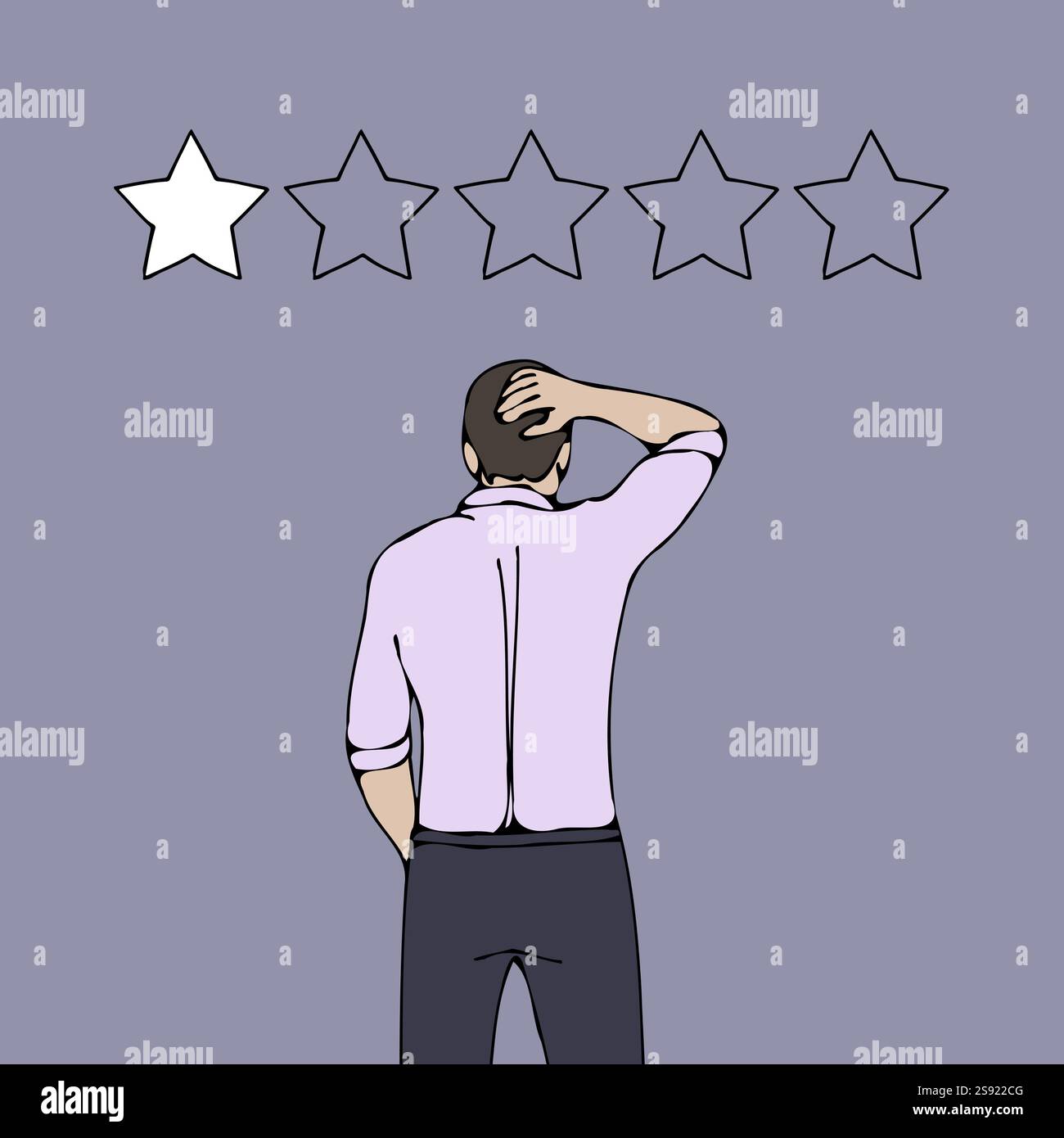 An illustration of a bad rating negative reviews problem business man ...