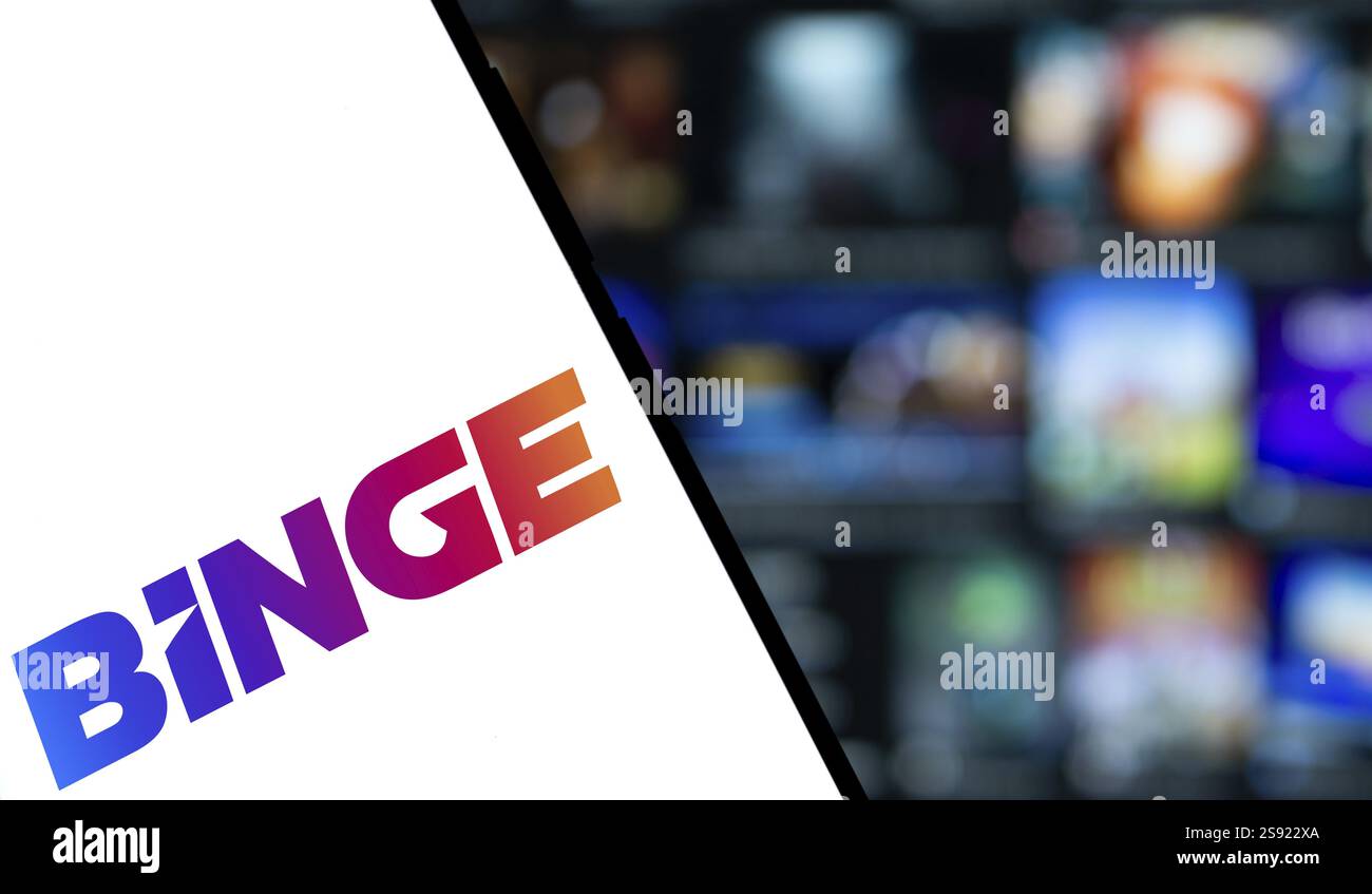 Dhaka, Bangladesh- 20 Jan 2025: Binge logo is displayed on smartphone ...