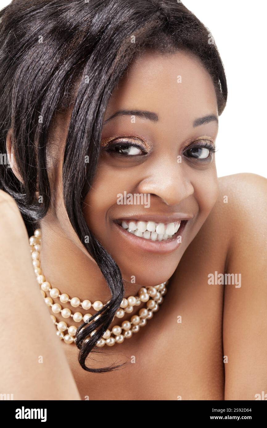 Studio portrait of the beautiful young black woman Stock Photo - Alamy