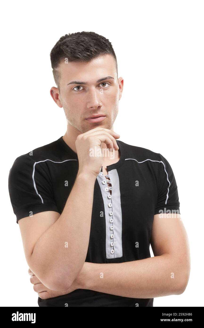 Portrait of a handsome young man on a white background Stock Photo - Alamy