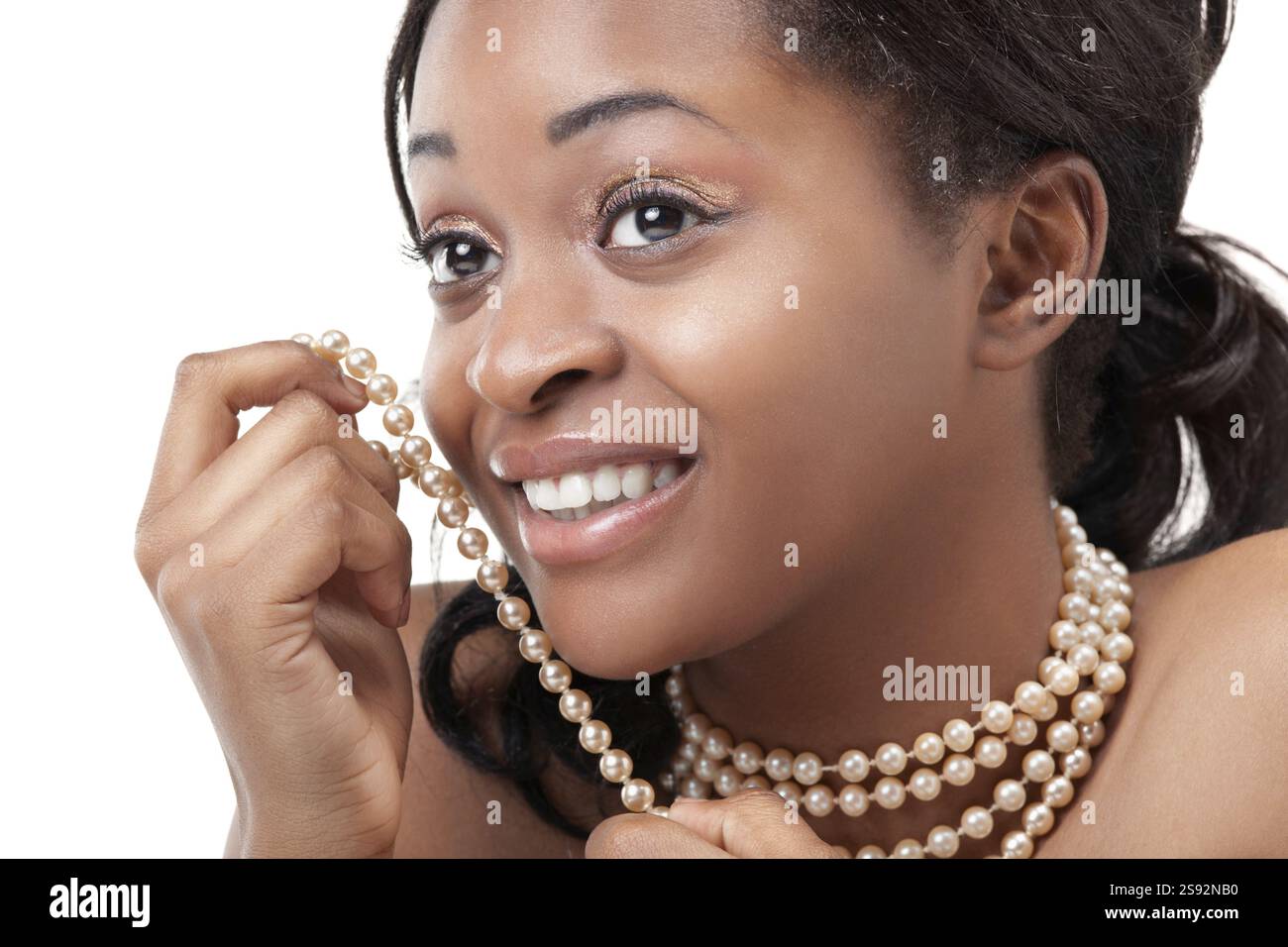 Studio portrait of the beautiful young black woman Stock Photo - Alamy