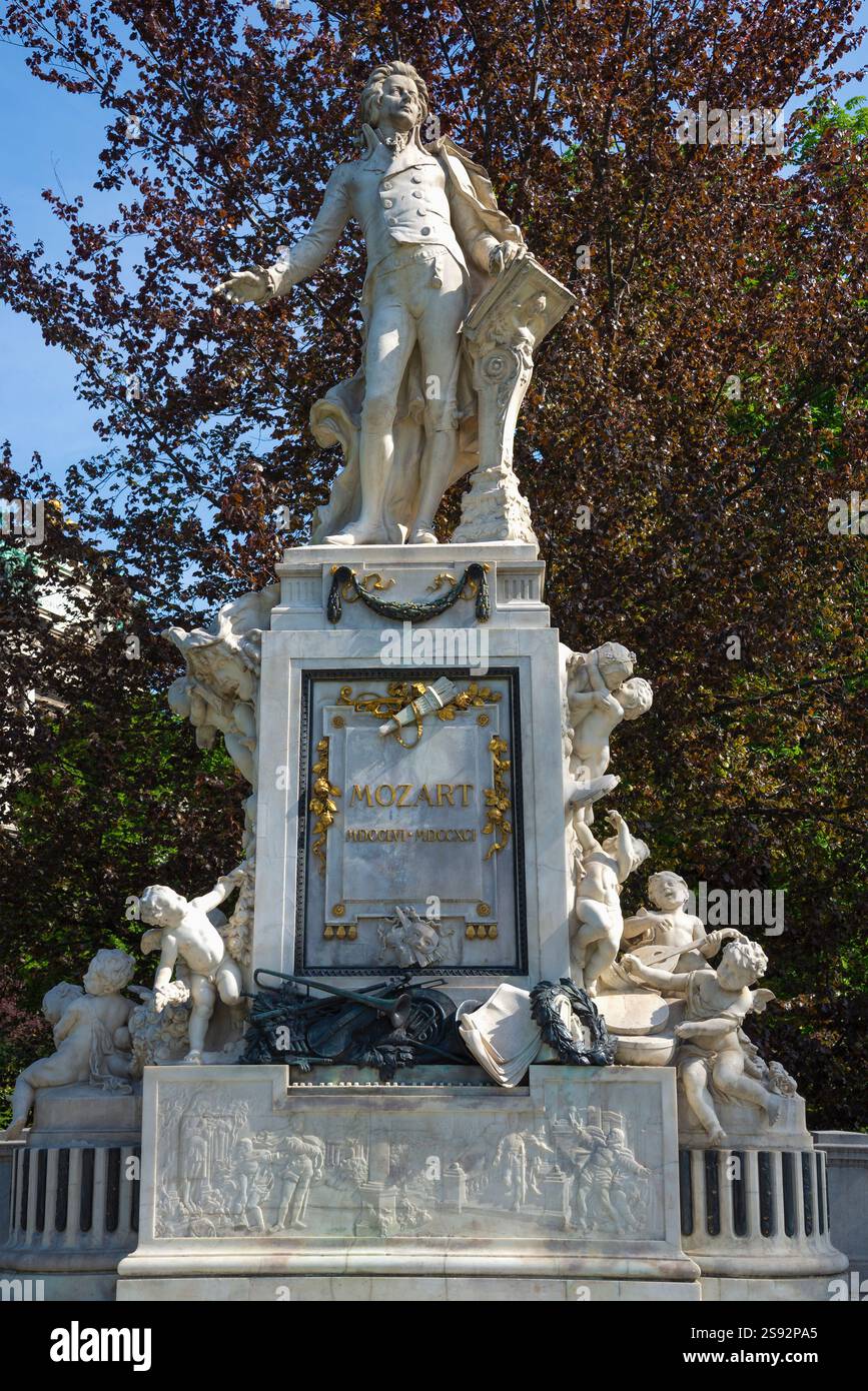 VIENNA, AUSTRIA - APRIL 25, 2018: Wolfgang Amadeus Mozart - monument in the Imperial Garden Stock Photo