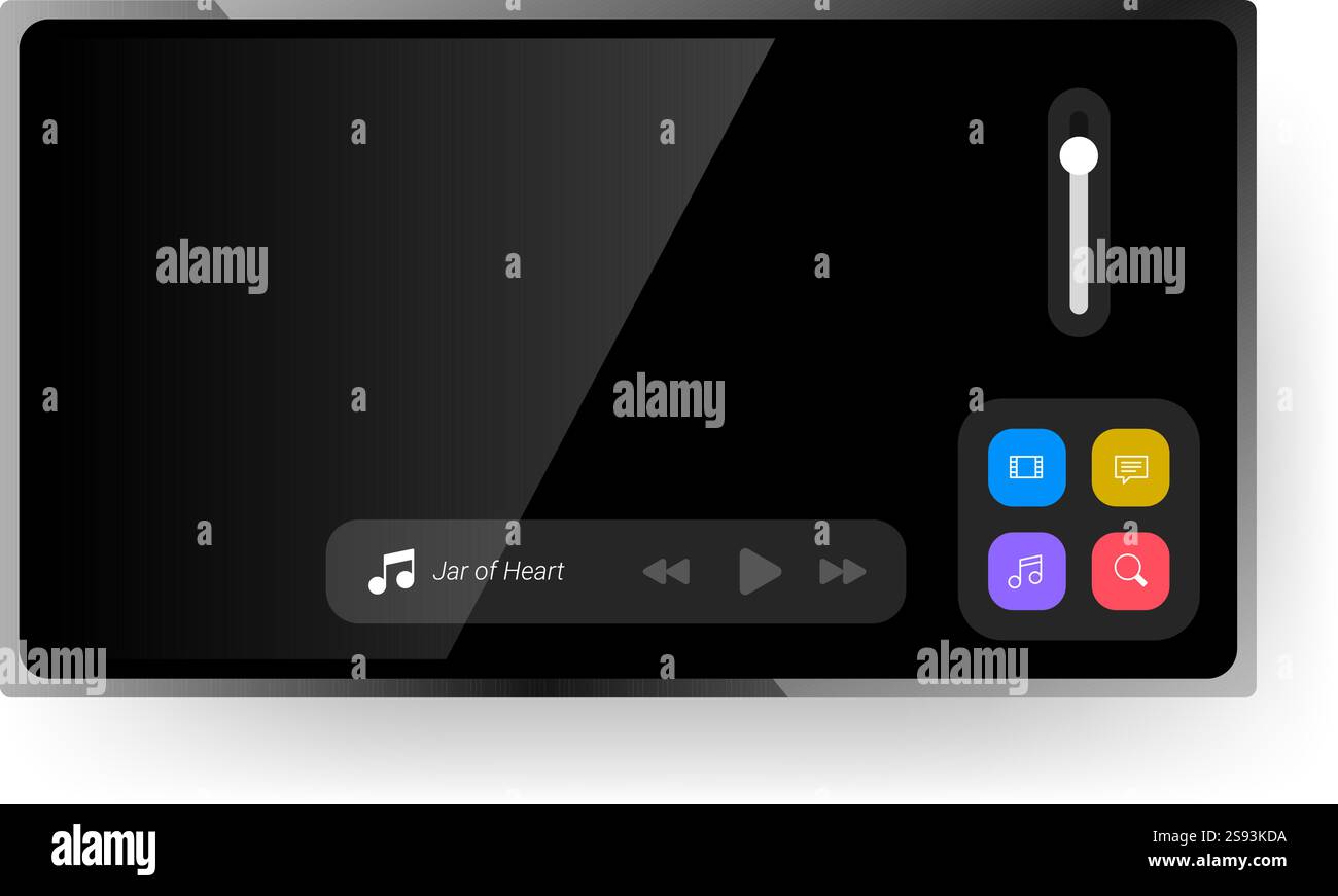 This image illustrates a clean and modern head unit dashboard interface ...