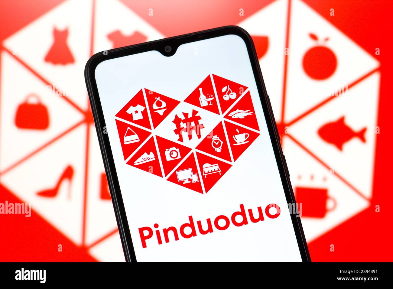 In this photo illustration, the Pinduoduo (PDD Holdings) logo is seen ...