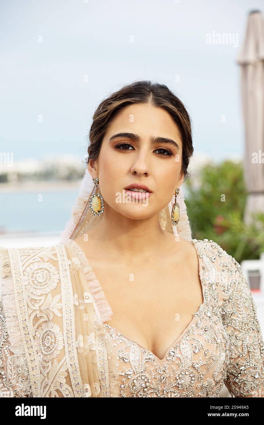 sara ali khan golden dress Sara Ali Khan in The Champagne Gold Embellished Tulle Trail Lehenga by