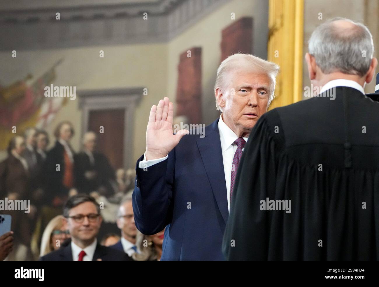 President Donald Trump is sworn in for a second term January 20, 2025