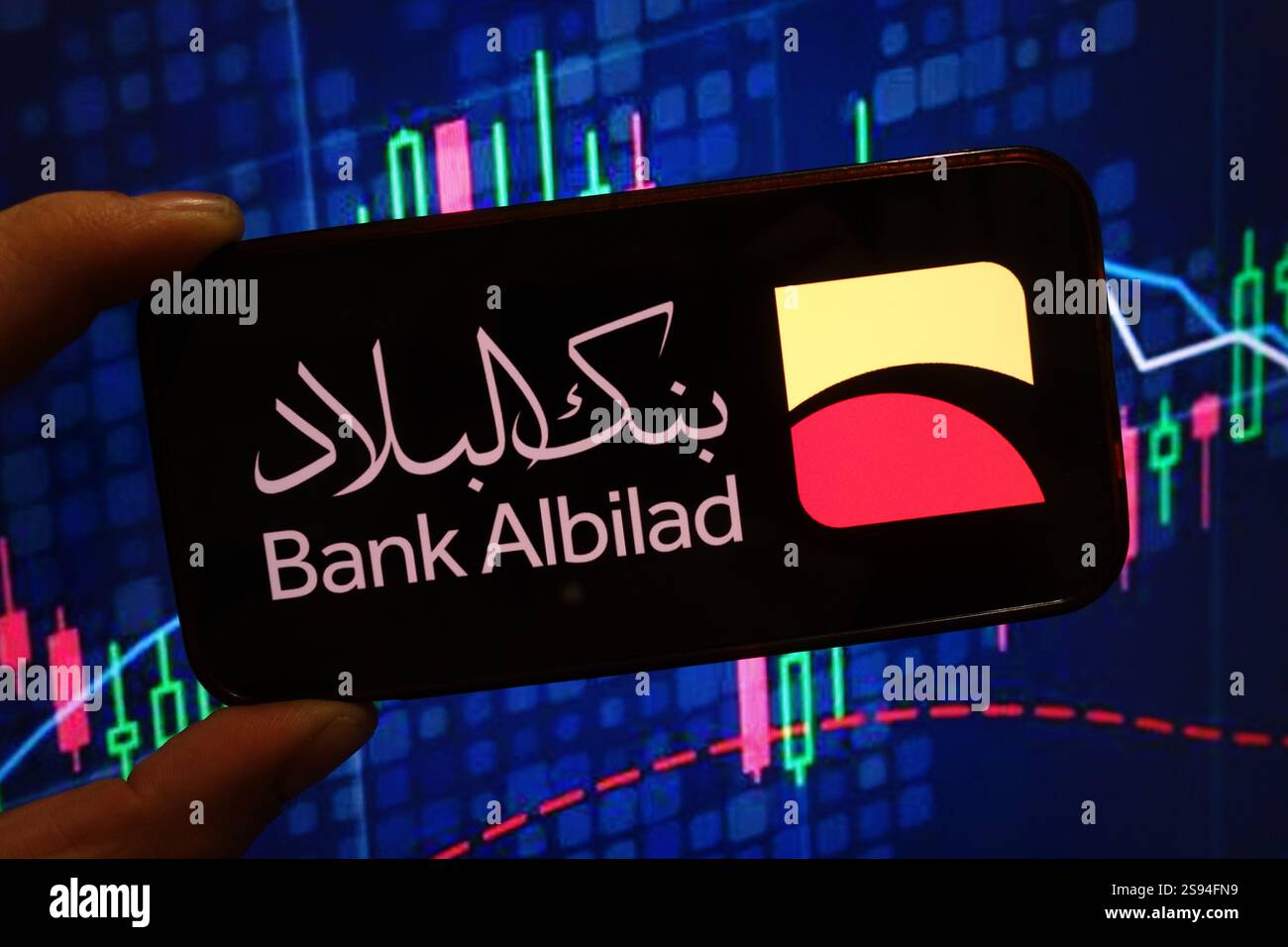 In this photo illustration, the Bank Albilad company logo is seen ...