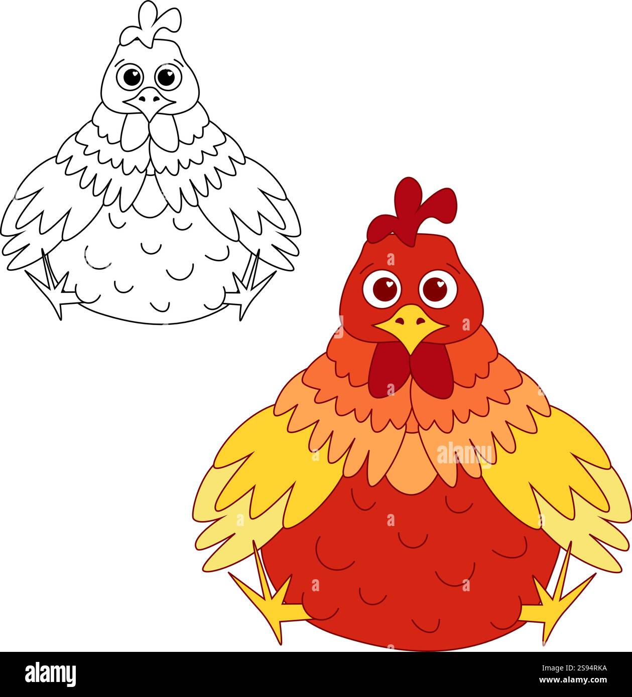 Graphic line character vector rooster mascot. China new year 2029