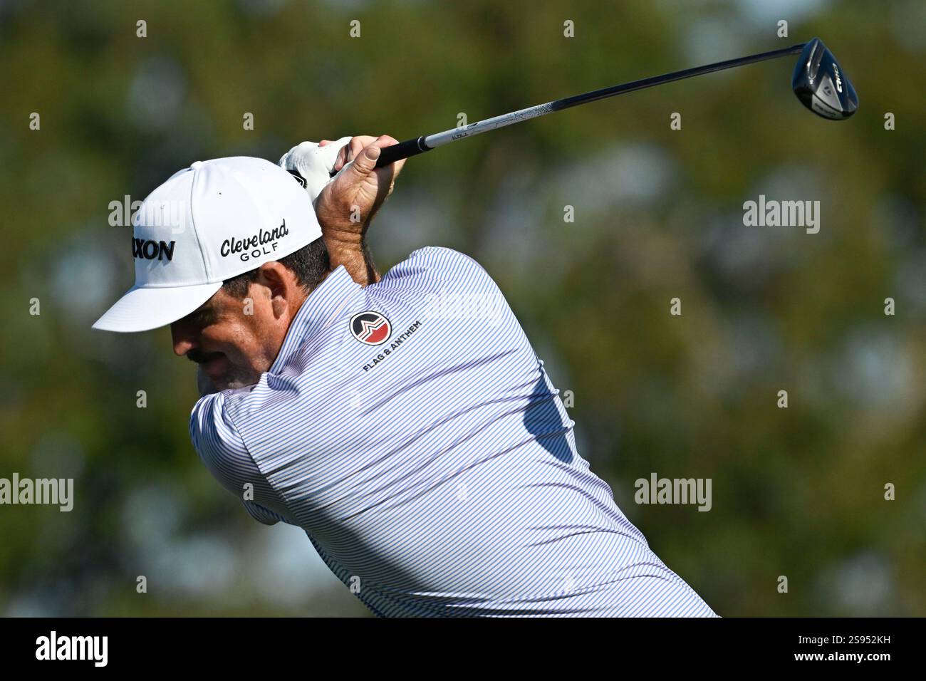 Keegan Bradley plays on the South Course at Torrey Pines during the