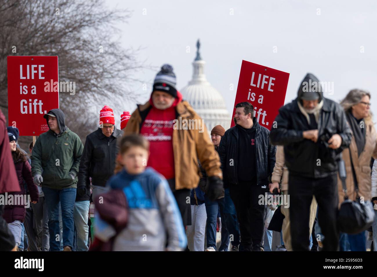 UNITED STATES JANUARY 24 Antiabortion. activists arrive for the March for Life rally on the