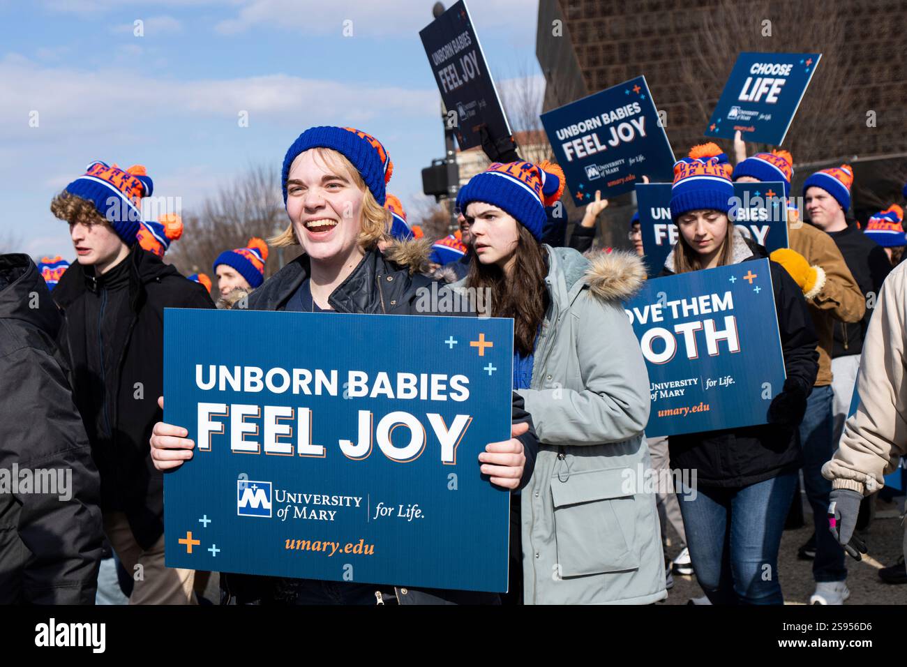 UNITED STATES JANUARY 24 University of Mary students carry signs as they arrive for the March