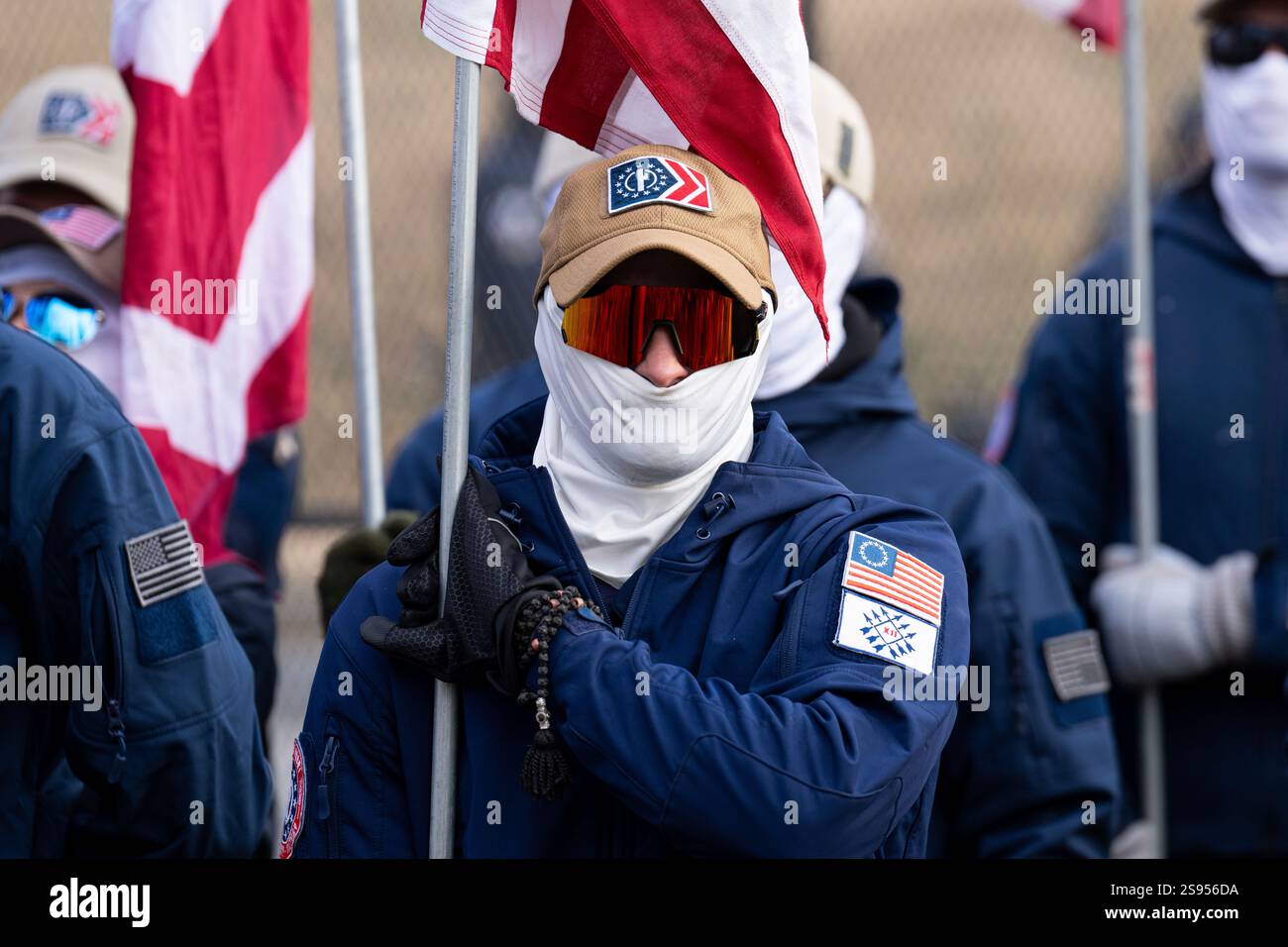 UNITED STATES JANUARY 24 The Patriot Front assembles near the Washington Monument for the