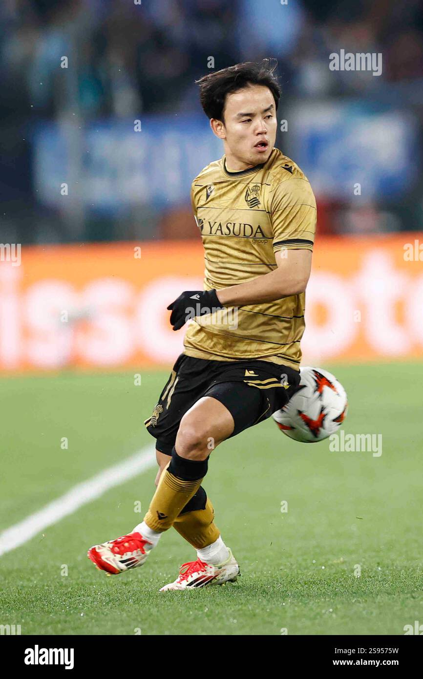 Real Sociedad's Takefusa Kubo is seen in action during the UEFA Europa
