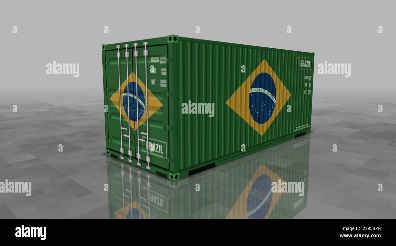 Brazil export production and import cargo containers in row business ...