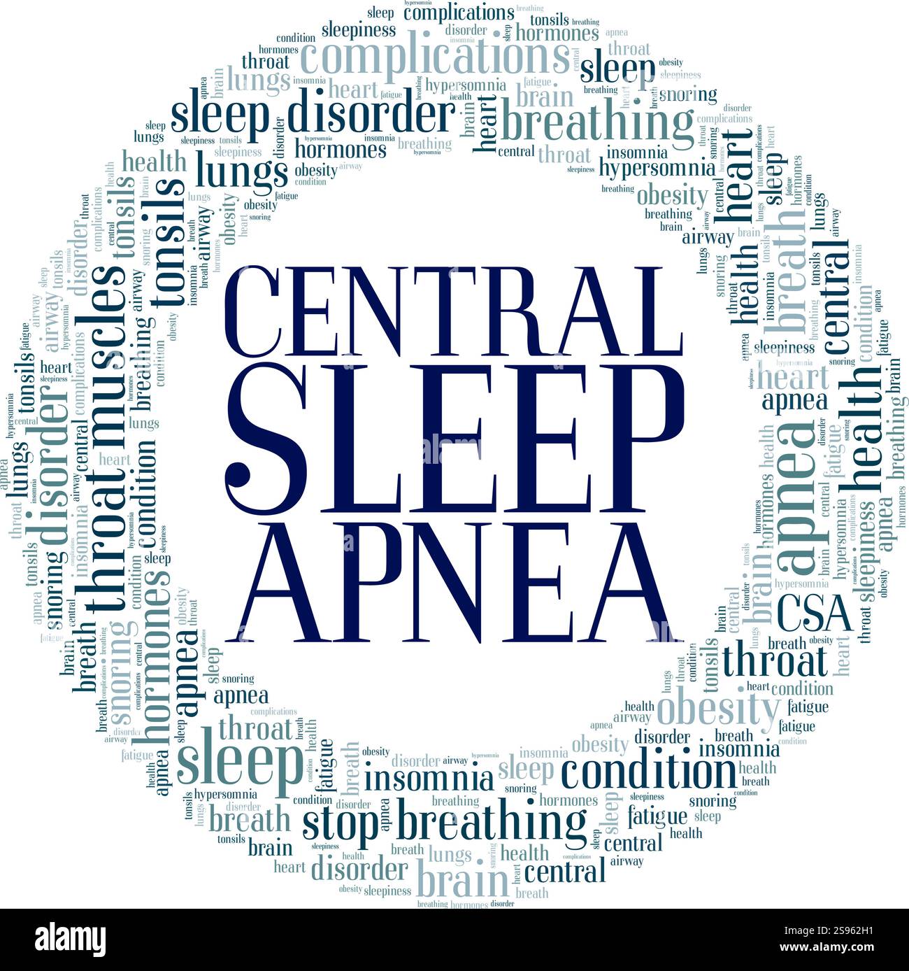 Central Sleep Apnea word cloud conceptual design isolated on white background. Stock Vector