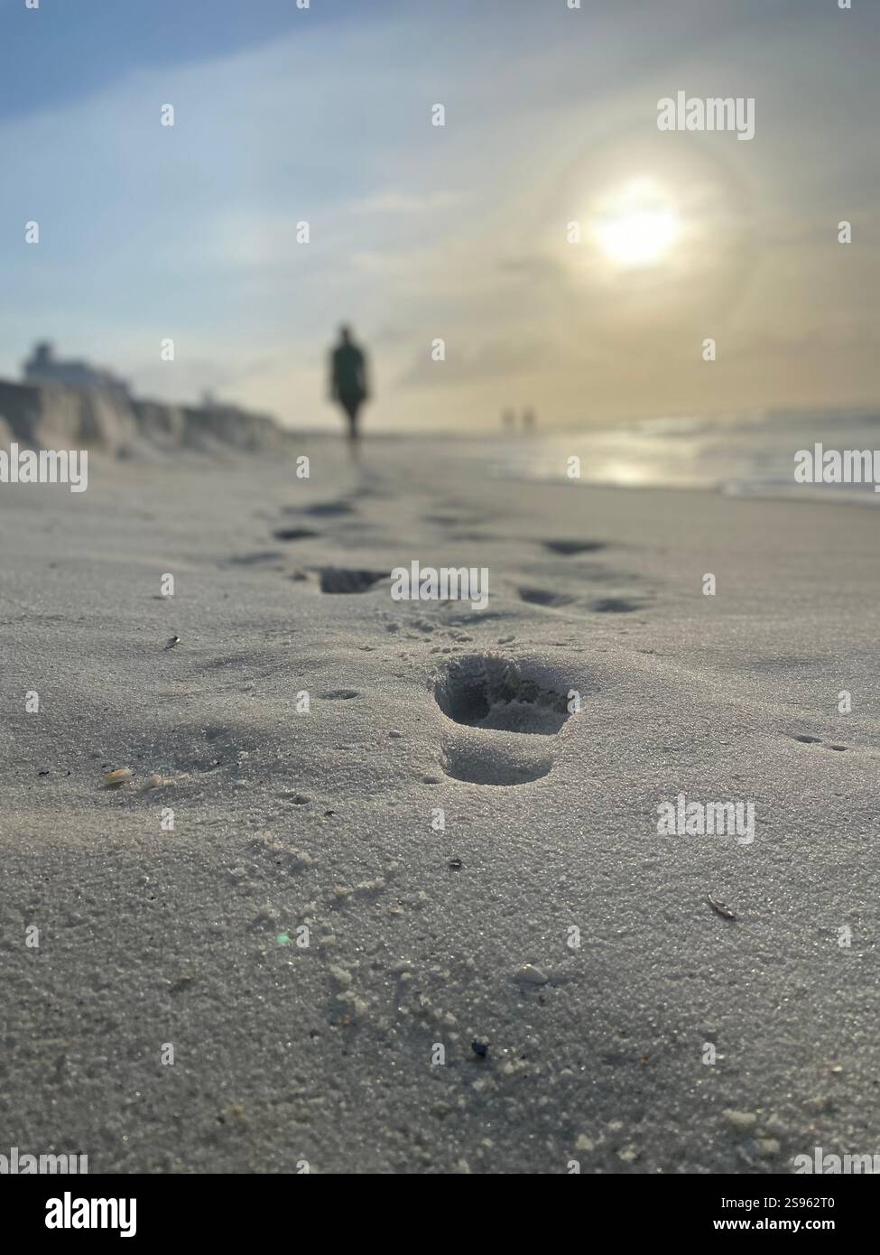 Meandering alone guided by teh light. - Smartphone Captured Stock Image